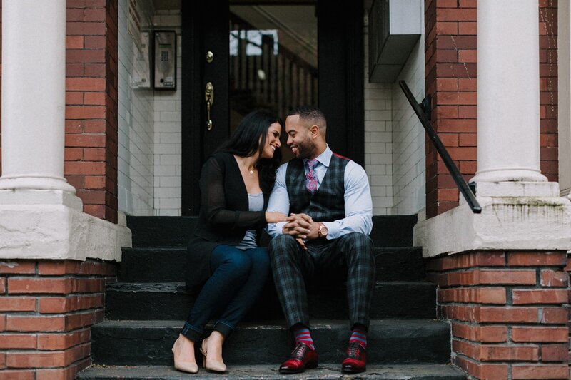 Engagement session on the streets of Downtown Seattle.