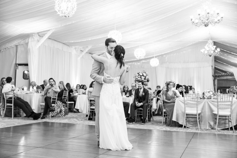 monte bello estate wedding reception bride and groom dancing