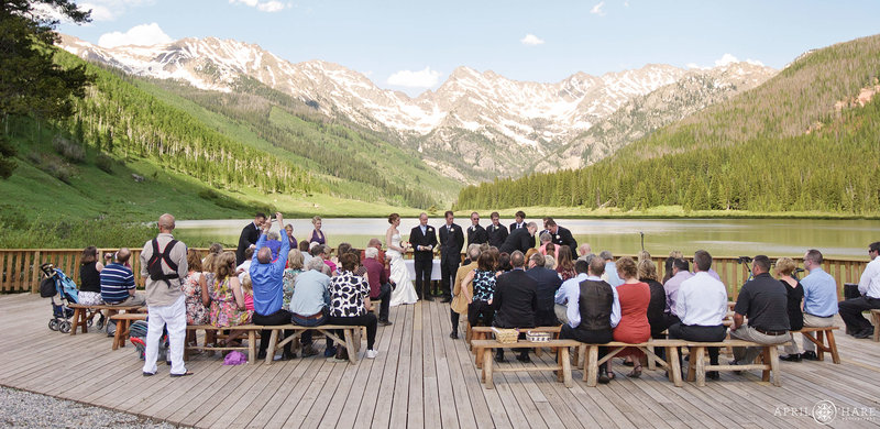 Wedding on the deck at Piney River Ranch