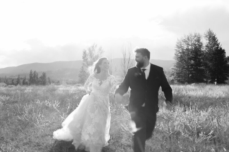 black and white wedding photos blurry running