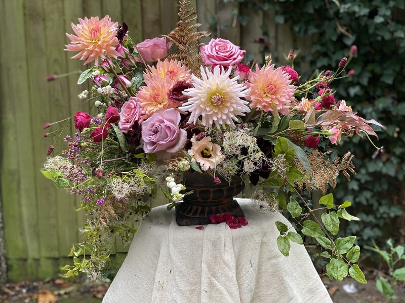 Dahila flower workshop with pesh flowers
