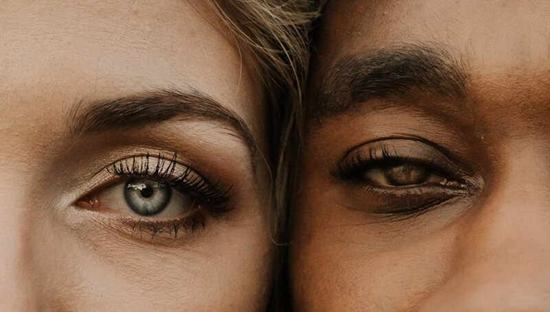 A close up image of a Southern Louisiana bride and groom's eyes