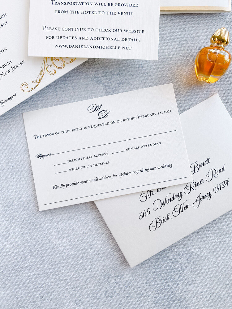 Elegant linen wedding invitation 