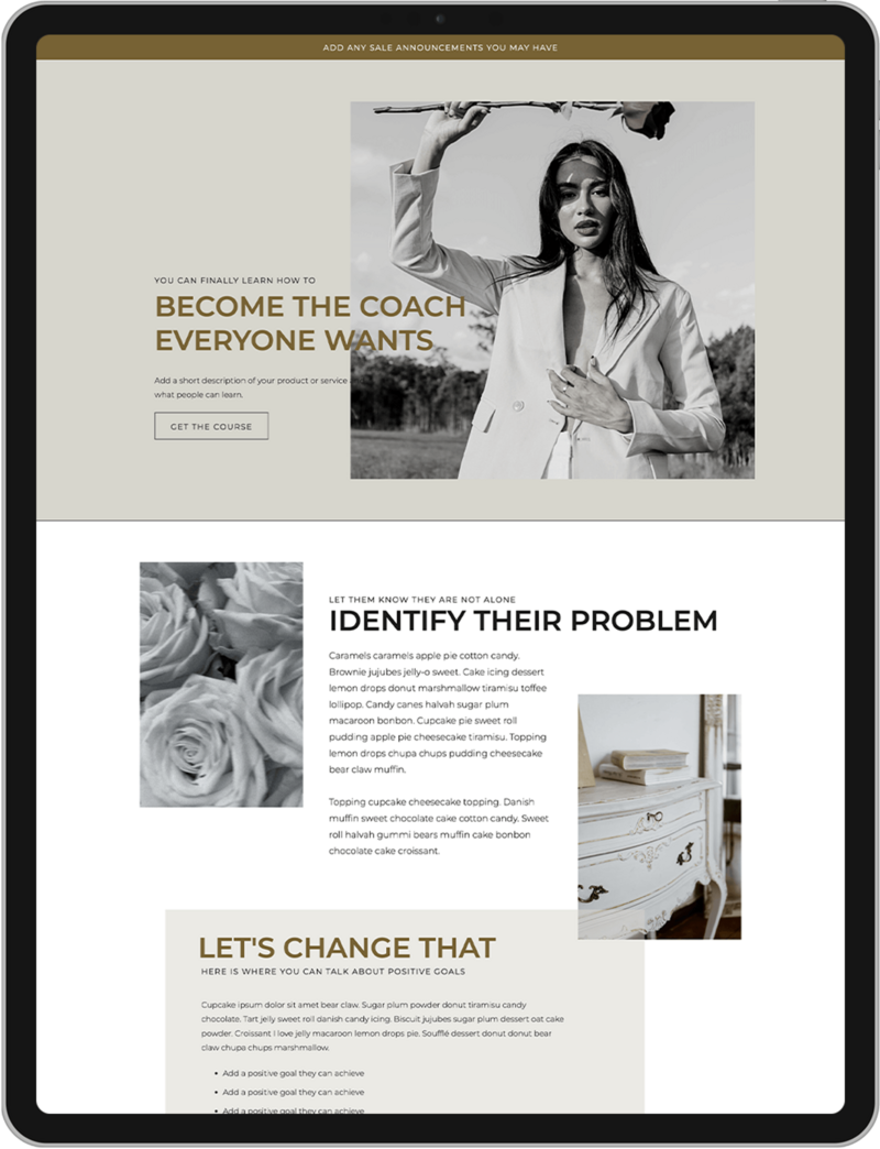Chanel Sales Page Showit Template