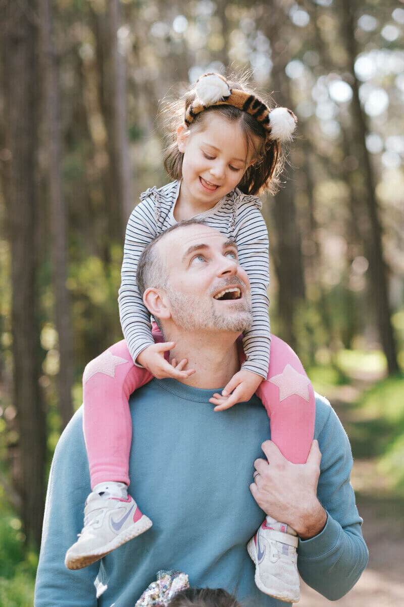 Daughter on dads shoulders