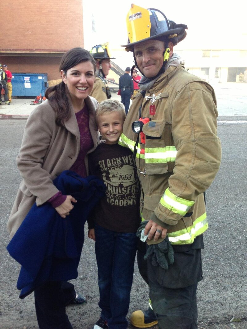 hobie firefighter with amy and cade
