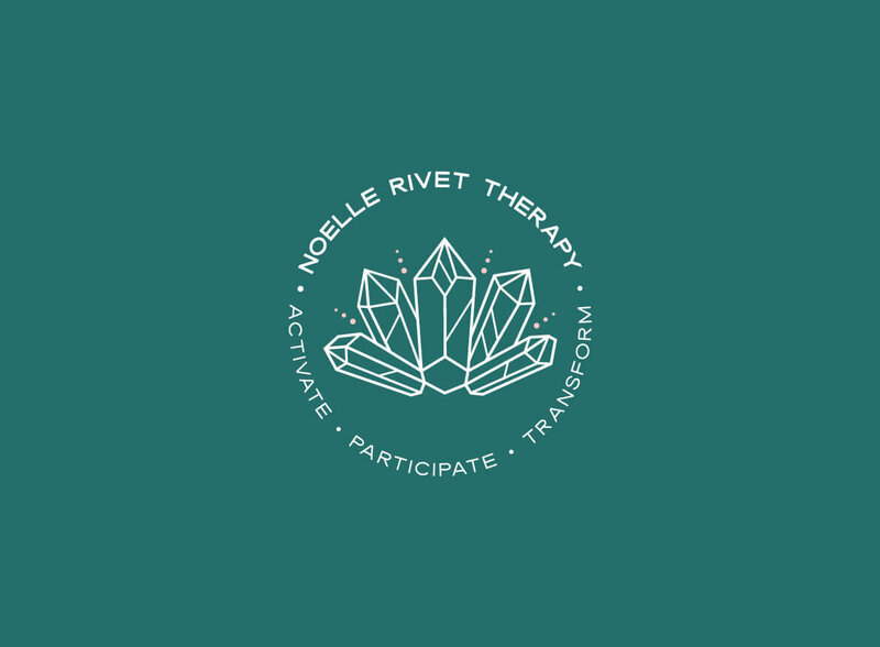 Circle brand mark design with a tagline for Noelle Rivet Therapy