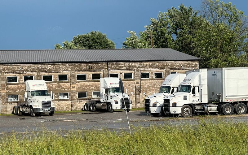 Trucks outside of warehouse