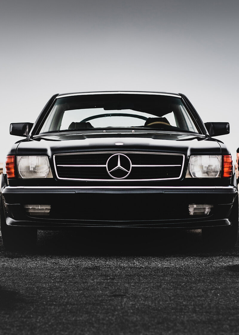 Classic Mercedes Benz in black front view