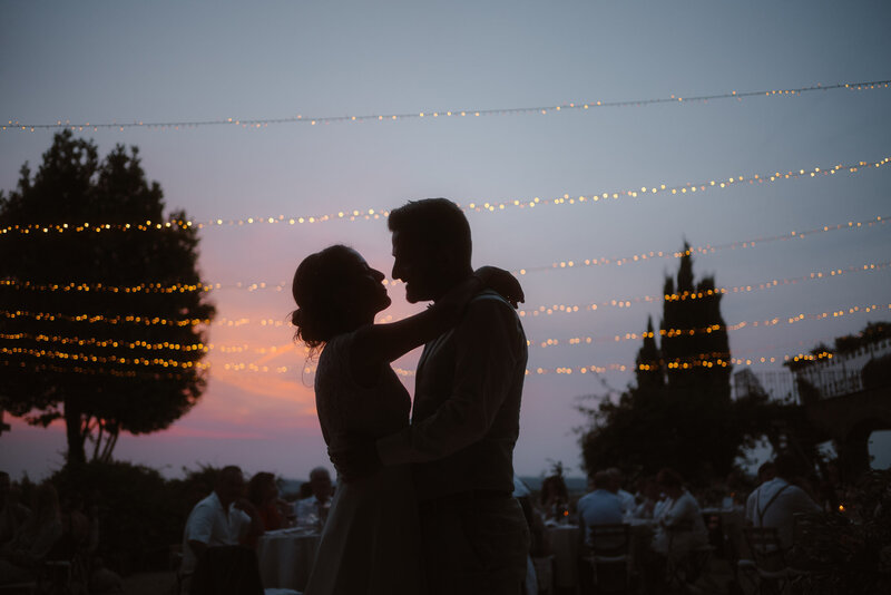 Silhouette of a couple during their wedding at La Villa Hotel
