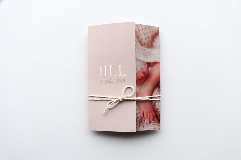 Pocketfold geboortekaart op maat voor meisje Jill