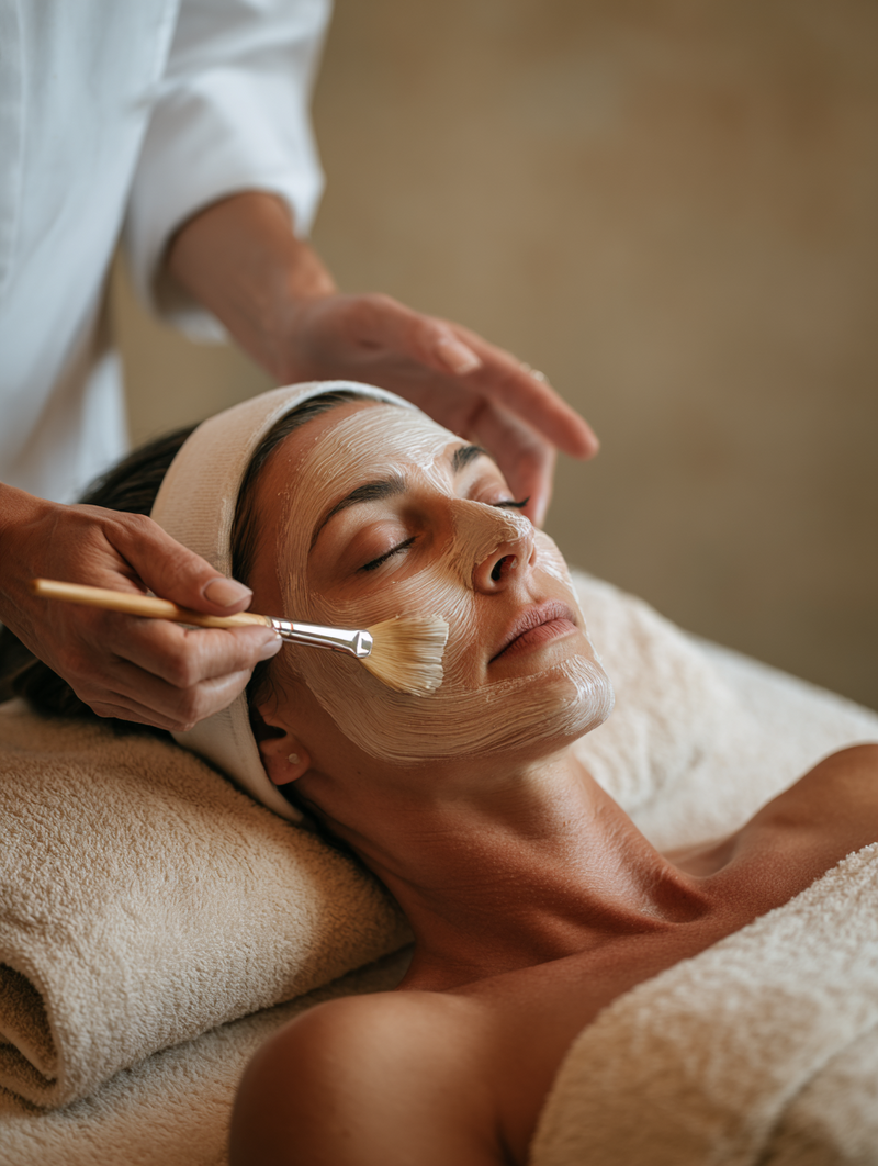 Client receiving exfoliating facial peel treatment at Fresh Skin Babes Jenkintown PA.