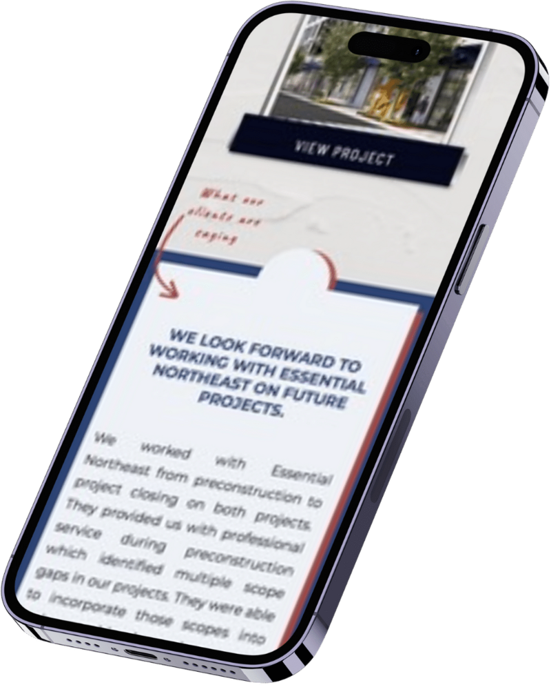 Essential Northeast mobile responsive web design mockup oan iphone screen