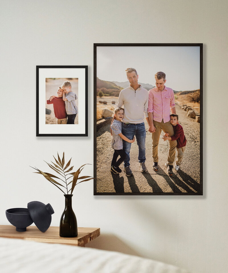 framed photos of Los Angeles LGBT family