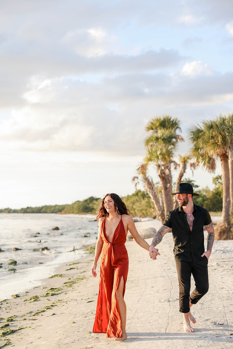 Jay Allen and Kylie Morgan on the beach in Fort Myers celebrating their engagement