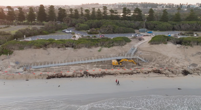 Earthmoving equipment operating on large-scale project