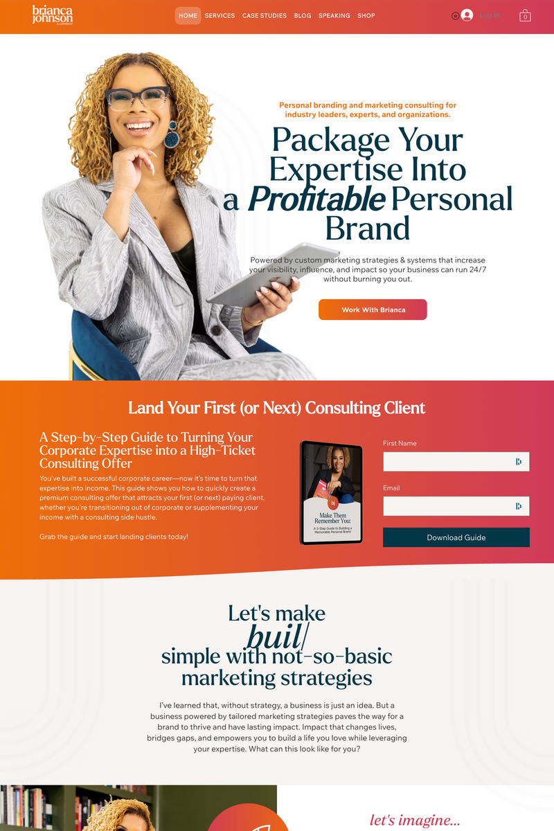 Female consultant website design Wix