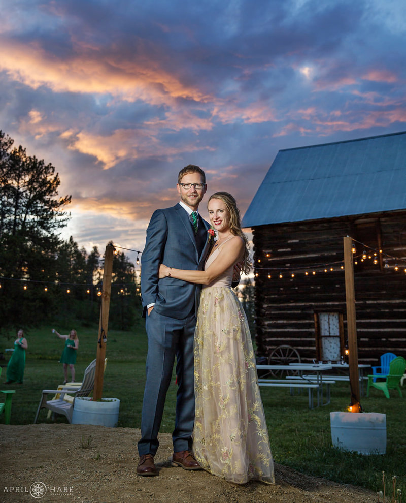 Pretty sunset wedding portrait at B Lazy 2 Ranch & Event Center