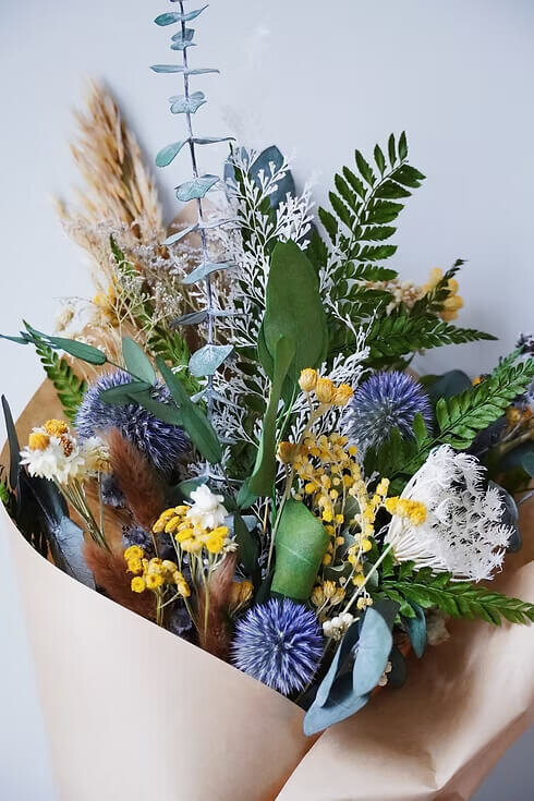 Amber and Blue Dried Flower Bouquet (2)