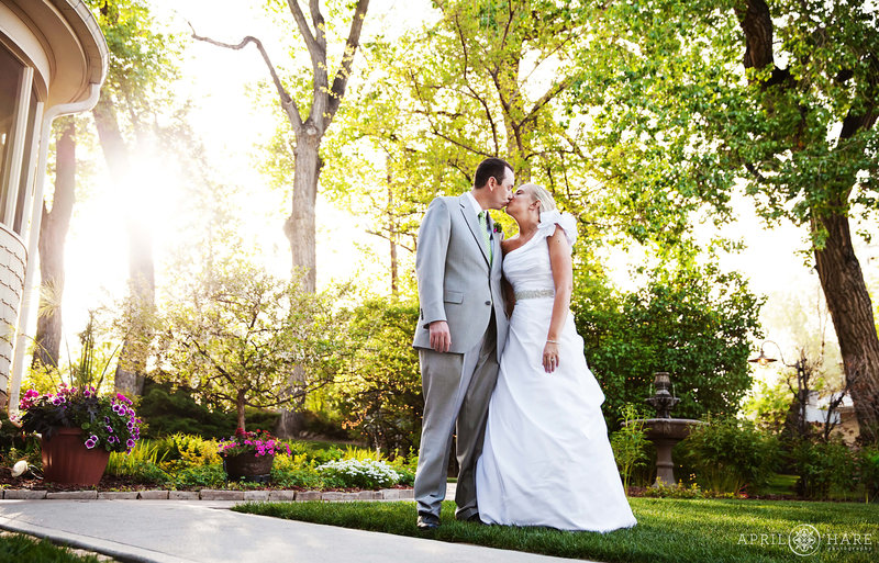 Pretty outdoor gardens wedding photo at Tapestry House in Fort Collins