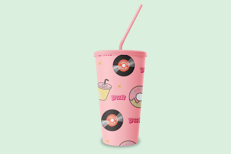 A mockup of a branded sippy cup designed by Mighty Bean Co.