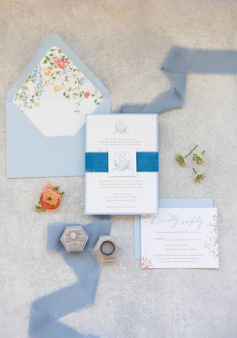 blue wedding stationery