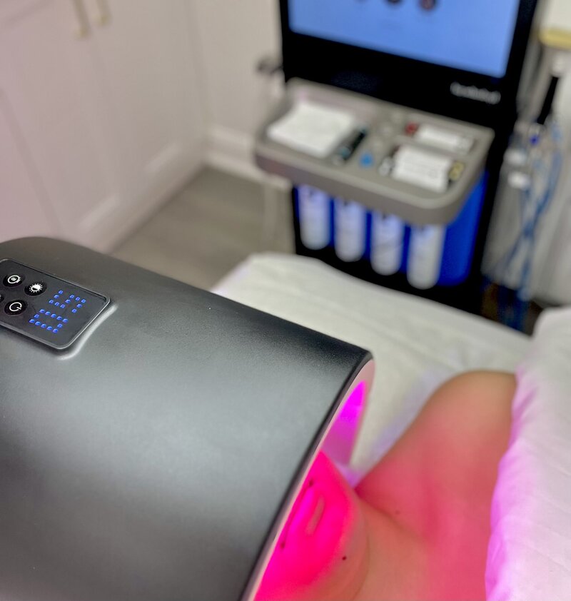 Clean, professional medical spa treatment room with neutral tones at Breanna Peters Aesthetics in Wilmington