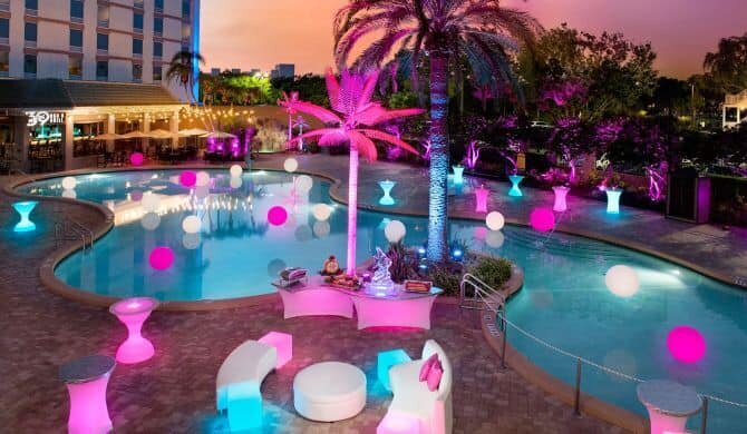 Rosen Plaza Hotel in Orlando Florida decorated for Floorplay Swing Vacation New Years Eve Weekend party.