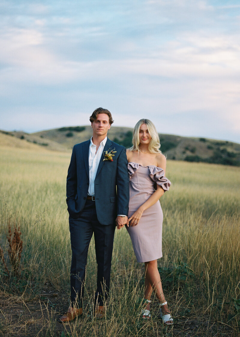 couple in formal clothes in utah mountains