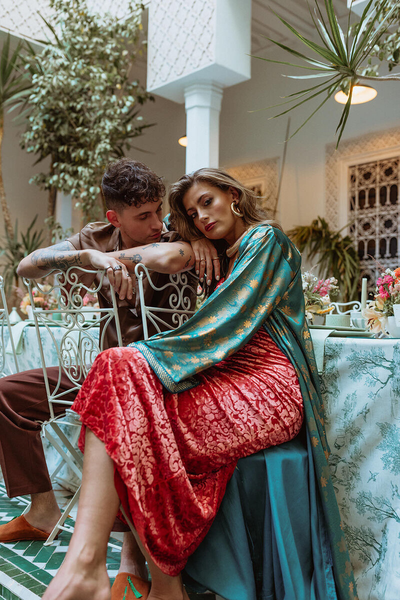 luxury editorial couple photoshoot in marrakesh