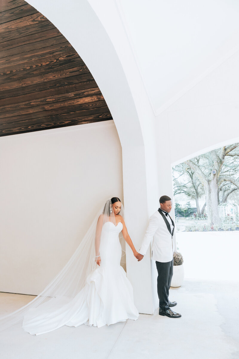 Houston's Luxury Wedding Photographer first touch at the peach orchard