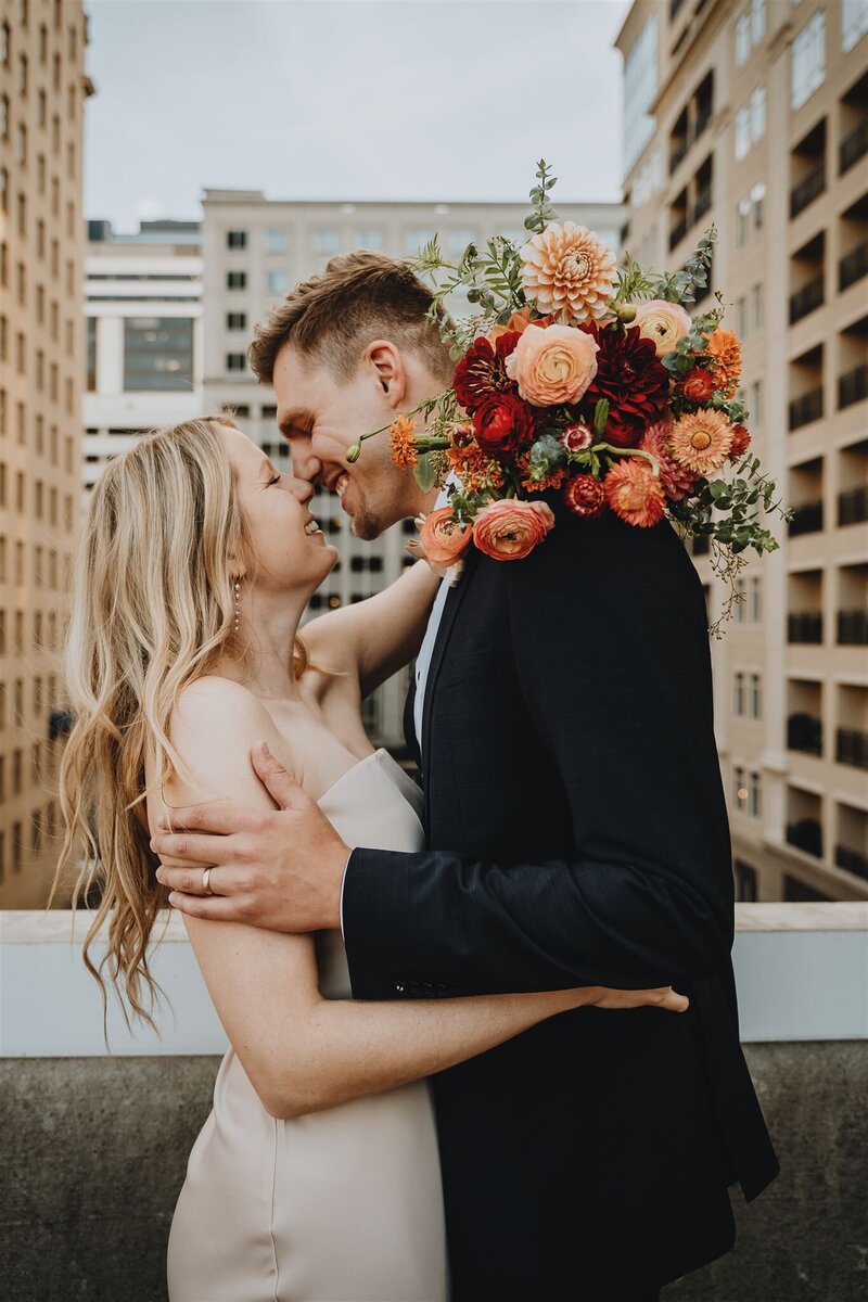 Couple eloping in the city of Charlotte, NC