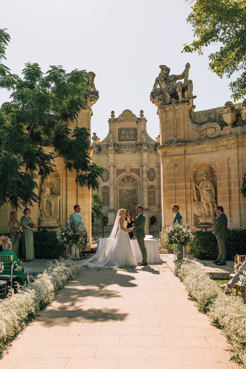 wedding ceremony at Villa Bologna in Malta