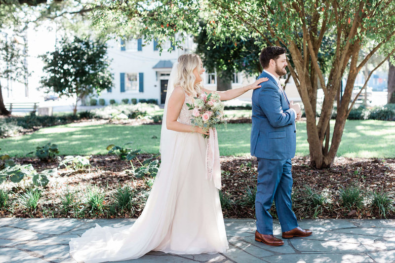 Carly and Clint’s Downtown Savannah Elopement in Reynolds Square