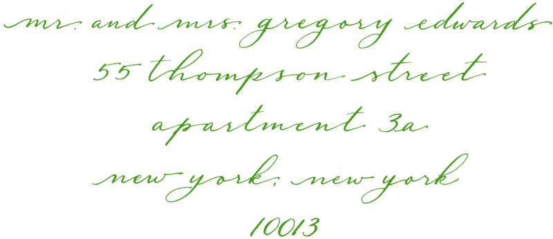 Hopkins Calligraphy Style- Kelly Green
