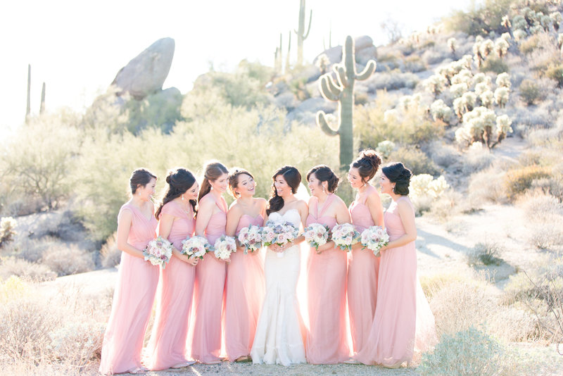 Blush Four Seasons Desert Bridesmaids | Amy & Jordan Photography