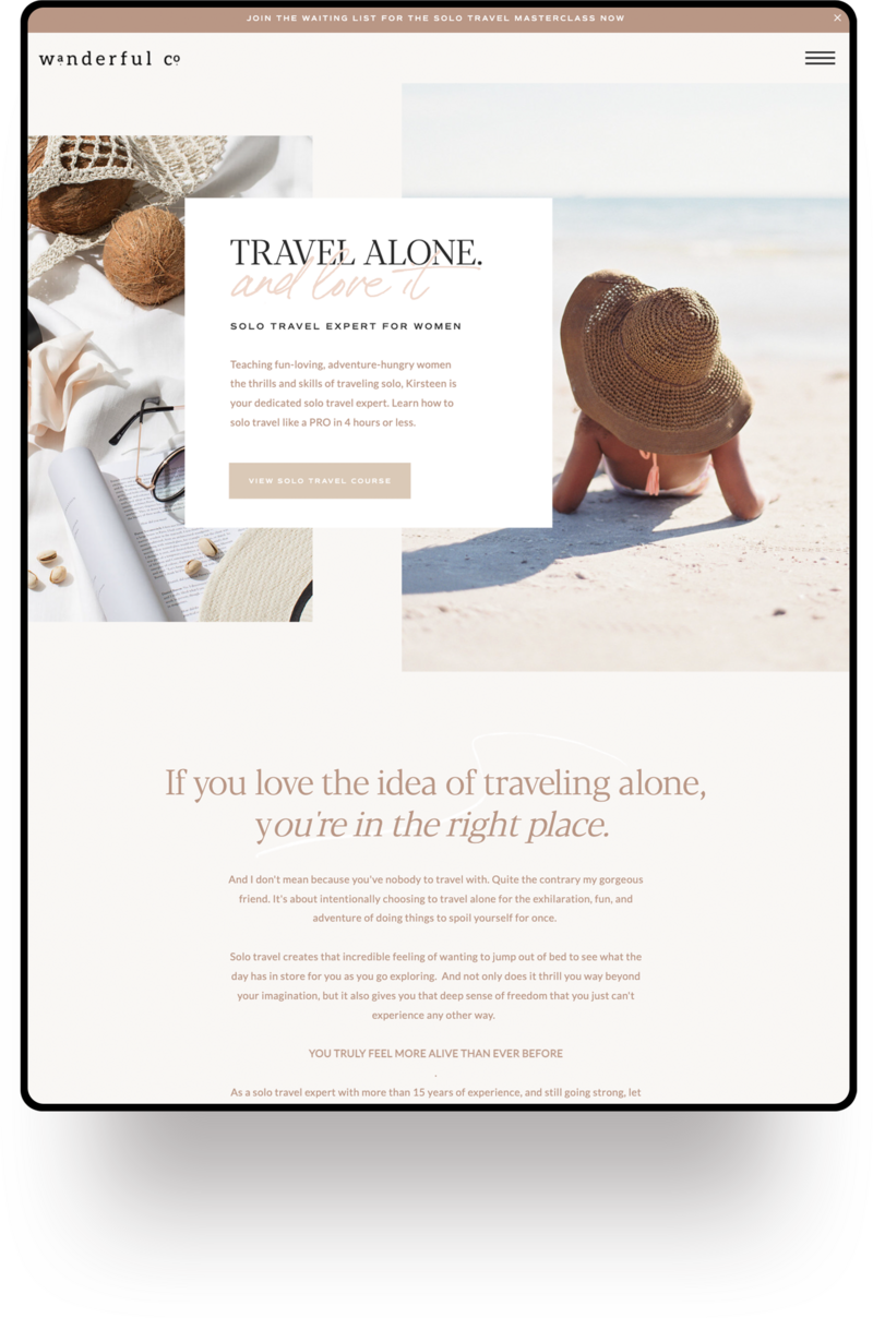 Two Day Showit Tonic Template Customization Intensive for Wanderful Company- Solo Travel Expert