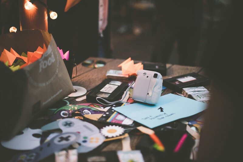 A polaroid Camera and Crafting material make for a special activity to accompany any Bridal Shower