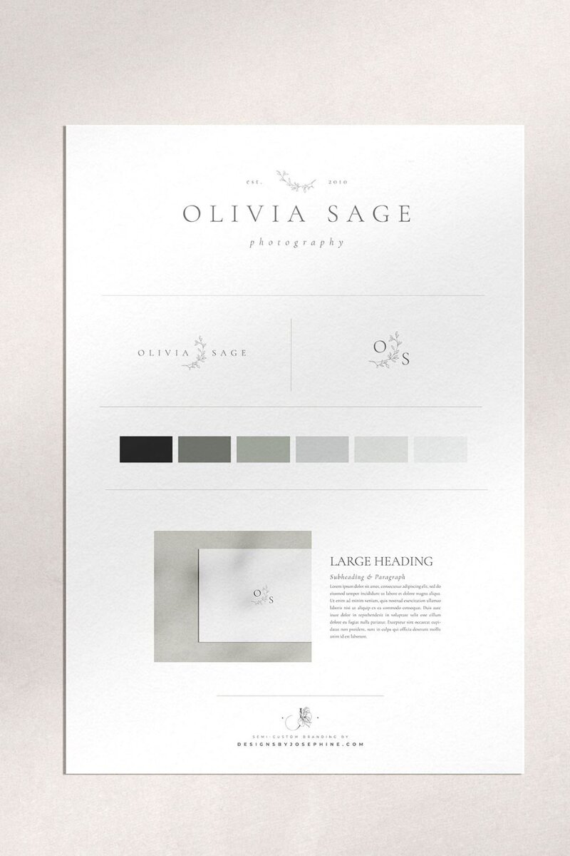 Branding for photographers that needs a classic and timeless brand. With a green and earthy color palette it works for both wedding and family photographers