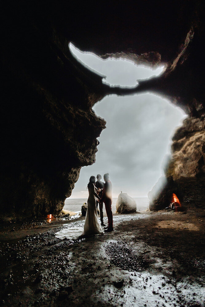 Icelandic Wedding ceremony in a cave in south Iceland