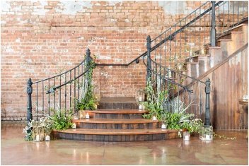 grand staircase for a wedding at The Old Cigar Warehouse