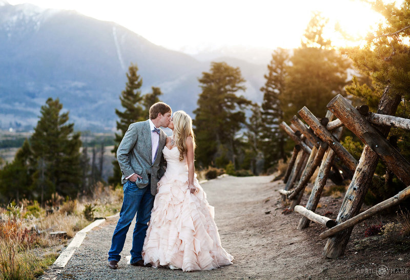 Romantic wedding portrait at Sapphire Point Trail in Summit County Colorado