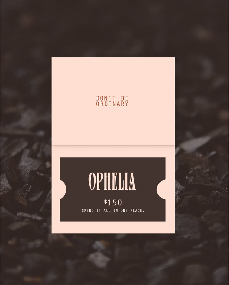 mockup for a gift card and gift card packaging mockup for ophelia fine jewelry
