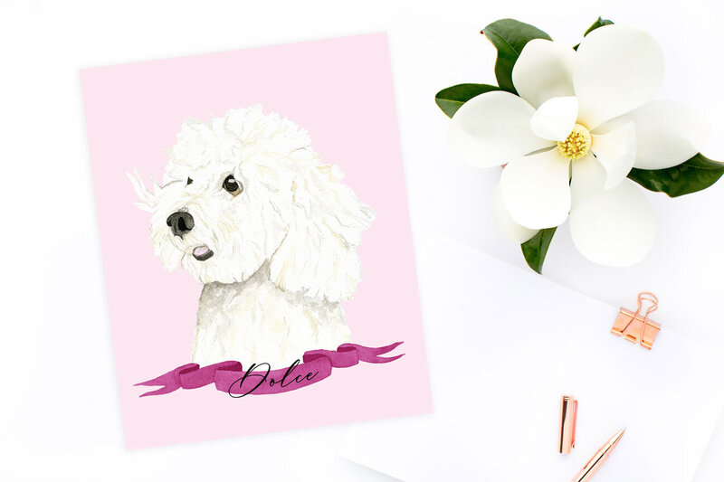 custom miniature poodle watercolor painting