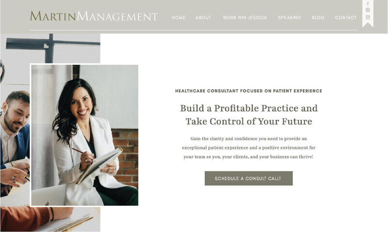 Neutral toned website design for Martin Management