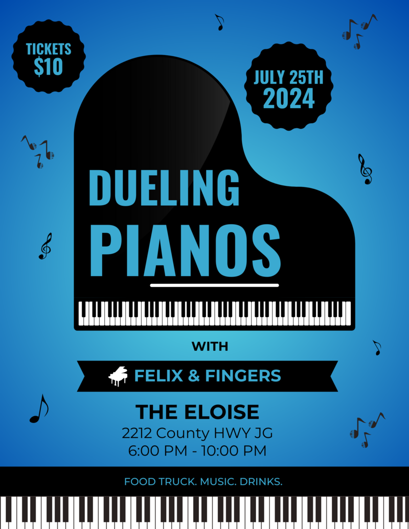 Flyer for Dueling Pianos at The Eloise