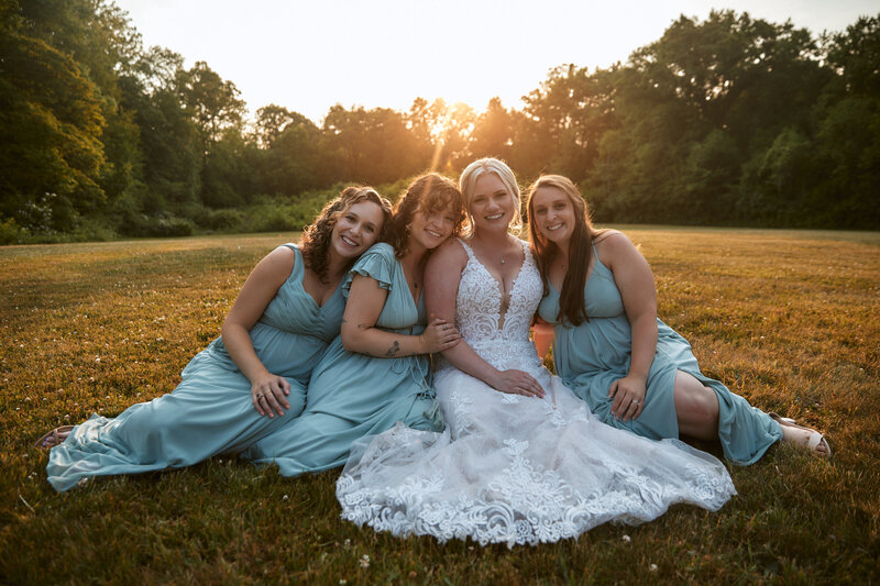 Bride and bridesmaids at Happy days Lodge in Cuyahoga valley national park Cleveland wedding photographer