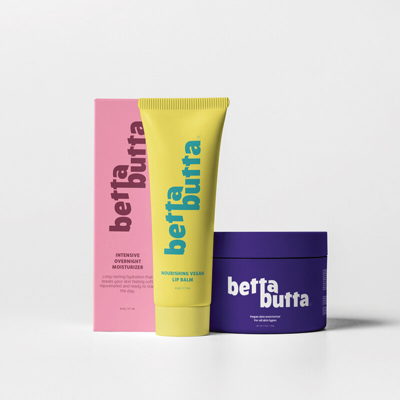 A mockup of skincare labels designed by Mighty Bean Co.