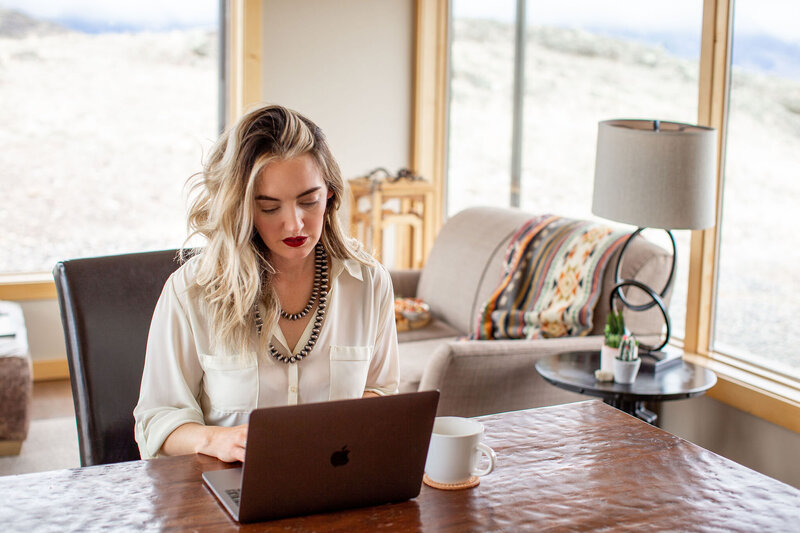 Western cowgirl laptop business work from home red lipstick blogger Montana blog cowboy cowgirl