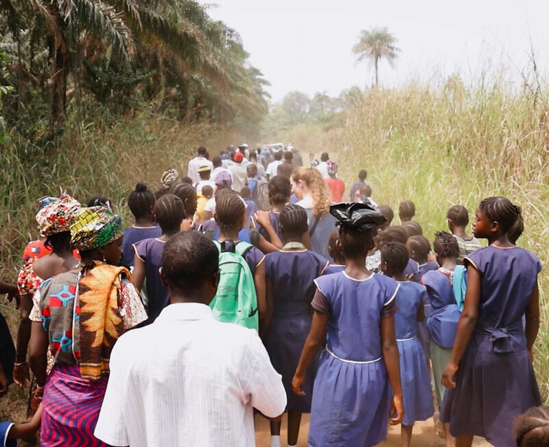 Children walk together in Sierra Leone, Africa
